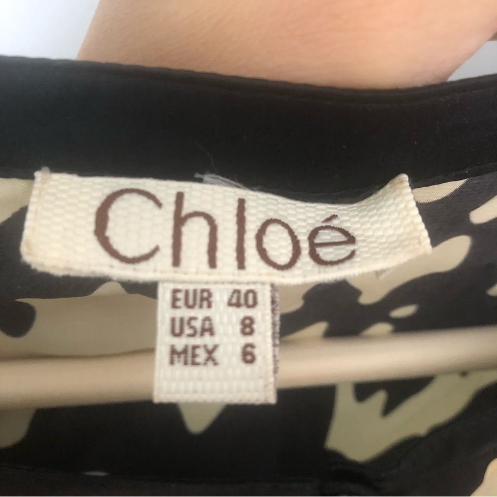 Chloé Black White Silk Abstract Print Dress - Picture 7 of 10